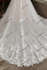 V Basque Romantic illusion corset wedding dress With Dramatic Lace Train