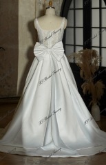 Two Pieces Lace And Detached Satin Gown With Bow