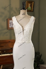 Lace Mermaid Mikado Mermaid Bridal Dress With Long Lace Train