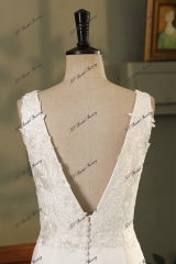 Lace Mermaid Mikado Mermaid Bridal Dress With Long Lace Train