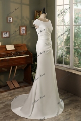 Cap Sleeve Duchess Soft Satin Mermaid Wedding Gown