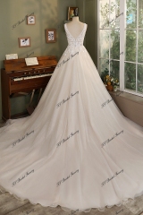 Boho Simple Glitter Tulle Lace A-Line Bridal Gown