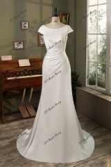 Cap Sleeve Duchess Soft Satin Mermaid Wedding Gown