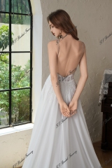 A-Line Gown With Dramatic Lace Train And Detached Long Chiffon Sleeve