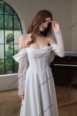 A Silhouette Bridal Gown With Split Skirt