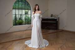 A Silhouette Bridal Gown With Split Skirt