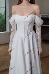A Silhouette Bridal Gown With Split Skirt