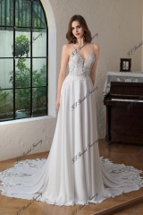 A-Line Gown With Dramatic Lace Train And Detached Long Chiffon Sleeve
