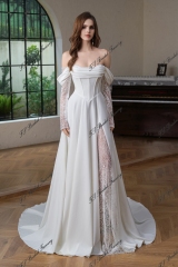 A Silhouette Bridal Gown With Split Skirt