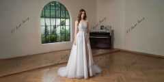 Colorful Beading Lace With Spaghetti Straps Glitter A Line Tulle Wedding Dress