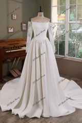 A Silhouette Lace Satin Bridal Gown With V Waist