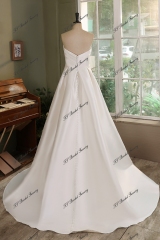 Soft A Line Mikado Wedding Gown With Slit Skirt
