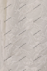 Ivory Jacquard Satin Square Wedding Gown With Pleat Slit Skirt
