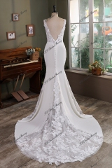 Crepe Mermaid Bridal Dress With Insert Lace