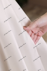 Ivory Mikado Square Wedding Gown With Pleat Slit Skirt