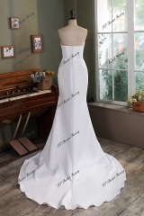 Slit Mermaid Pleat Satin Wedding Gowns