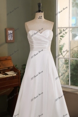 Soft A Line Mikado Wedding Gown With Slit Skirt