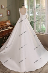 Ivory Mikado Square Wedding Gown With Pleat Slit Skirt