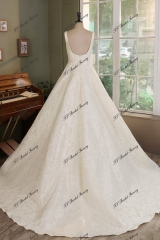 Champagne Jacquard Satin Square Wedding Gown With Pleat Slit Skirt