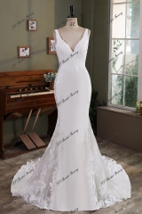 Crepe Mermaid Bridal Dress With Insert Lace
