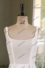 Ivory Mikado Square Wedding Gown With Pleat Slit Skirt