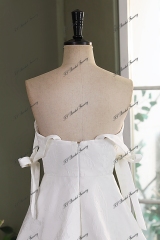 Jacquard Satin Simple Wedding Gown With Long Tie Straps