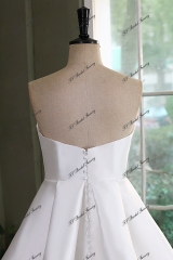 Simple A Line Mikado Wedding Gown With Slit Skirt
