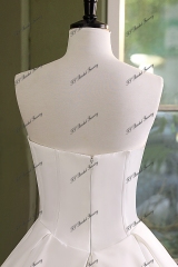 Simple V Waist Soft Satin Wedding Gown With Pleat Bodice