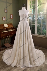 Detached Long Sleeve Allover Lace Sweet Heart A-Line Gown
