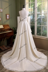 Detached Long Sleeve Allover Lace Sweet Heart A-Line Gown