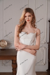 Sweetheart Neckline Long Mermaid Crepe Lace Train Wedding Dress