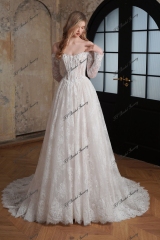 Flowing Off-the-Shoulder 3-D Flower Lace Ballgown Wedding Dress