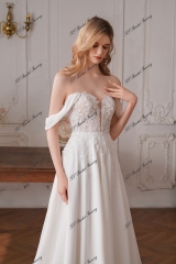 Flowy A-line Dress With Sweetheart Neckline and detachable Sleeves