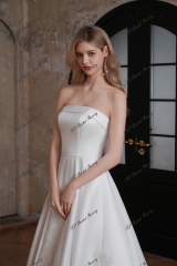 Satin A-Line Gown with Embroidered Sequined Lace on Skirt