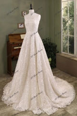 Simple Satin Ball Gown Pleat Skirt Wedding Dress