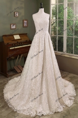Simple Satin Ball Gown Pleat Skirt Wedding Dress