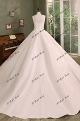 Simple Satin Ball Gown Pleat Skirt Wedding Dress