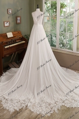 Chiffon A-line Wedding Gown With V-back