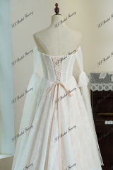Lace A-line Wedding Gown With Off-the-shoulder Tulle Drapes