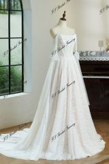 Lace A-line Wedding Gown With Off-the-shoulder Tulle Drapes
