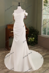 Ruched Mermaid Crepe Wedding Gown