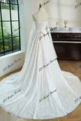 Lace A-line Wedding Gown With Off-the-shoulder Tulle Drapes