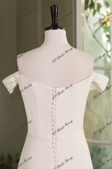 Ruched Mermaid Crepe Wedding Gown