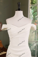 Ruched Mermaid Crepe Wedding Gown