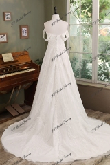 Lace Tulle Wedding Dress With Off-the-shoulder Sleeves