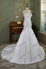 Sweet Heart Lace Applique Mermaid Satin Wedding Gown