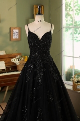 Detached Straps Beading Tulle Ball Gown