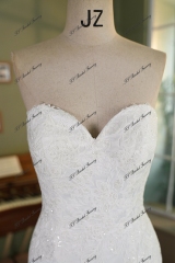 Sweet Heart Lace Applique Mermaid Satin Wedding Gown