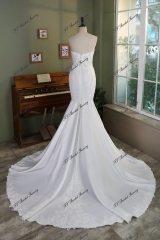 Sweet Heart Lace Applique Mermaid Satin Wedding Gown
