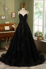 Detached Straps Beading Tulle Ball Gown